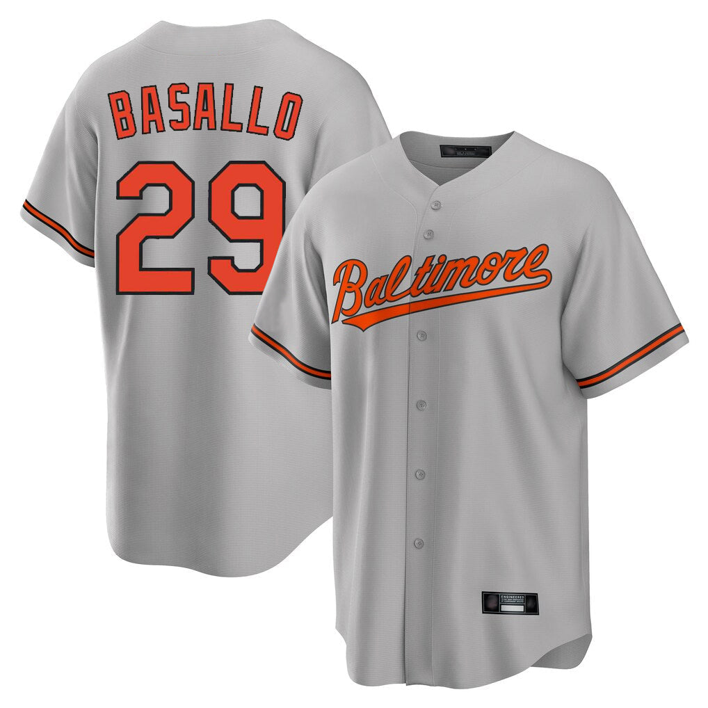 Blandc B.Orioles #29 Samuel Basallo Player Gray Home Game Stitched Jerseys