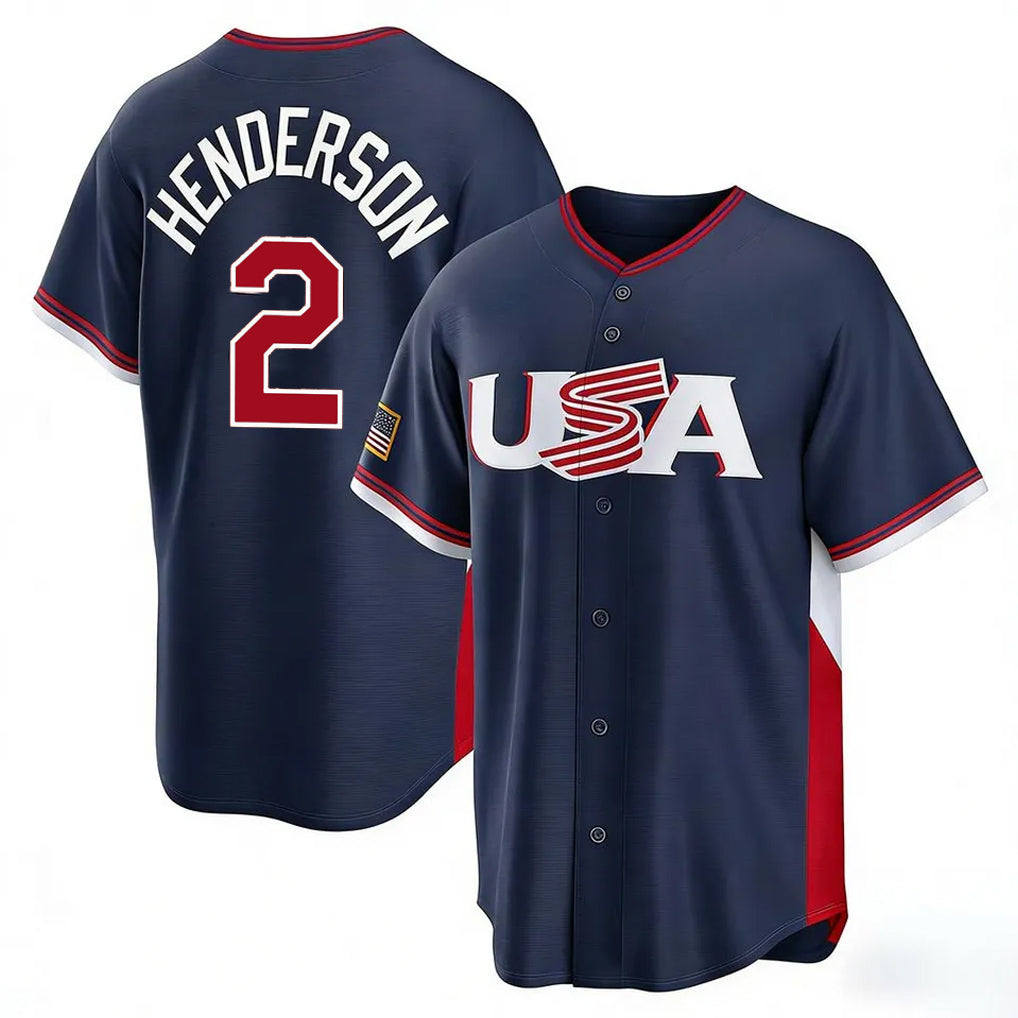 Blandc B.Orioles #2 Gunnar Henderson Player Navy USA 2026 World Classic Home Game Stitched Jerseys