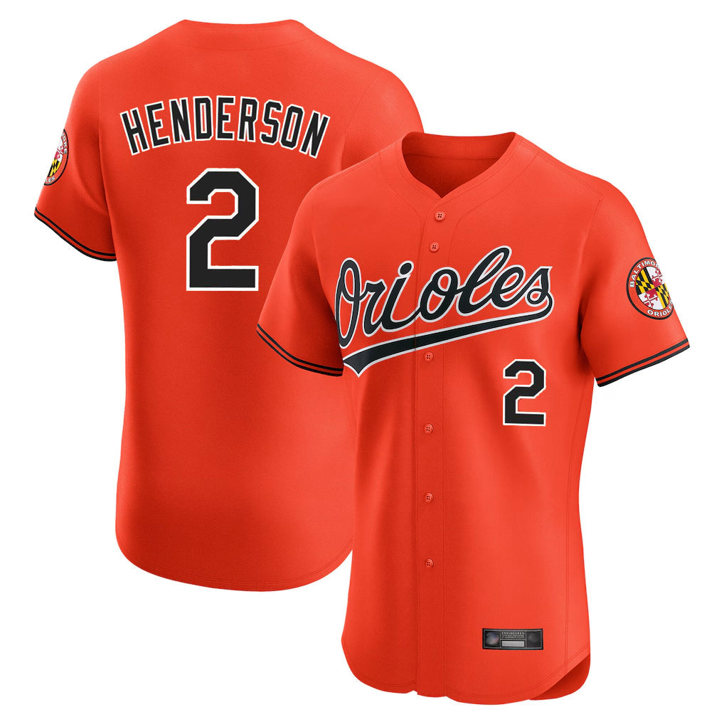 Blandc B.Orioles #2 Gunnar Henderson Player Orange Limited Elite Home Game Stitched Jerseys