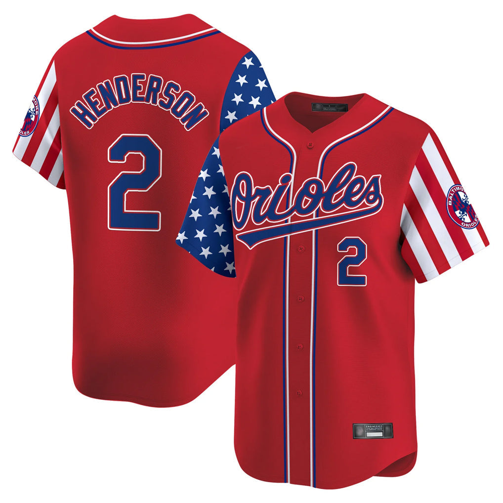 Blandc B.Orioles #2 Gunnar Henderson Player Red Independence Day Vapor Premier Limited Home Game Stitched Jerseys