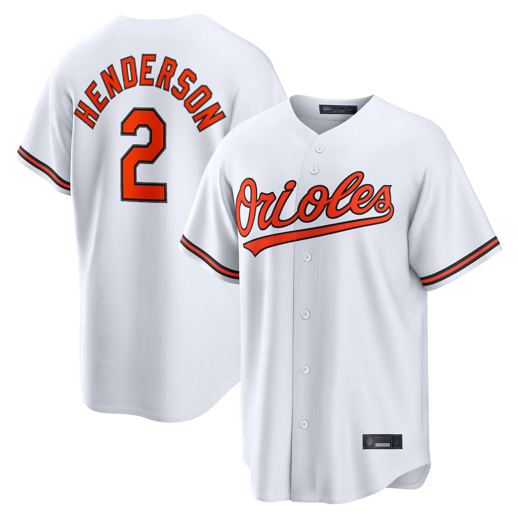 Blandc B.Orioles #2 Gunnar Henderson Player White Home Game Stitched Jerseys
