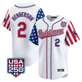 Blandc B.Orioles #2 Gunnar Henderson Player White USA 250 Independence Day Vapor Premier Limited Home Game Stitched Jerseys