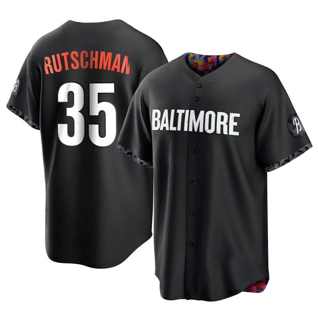 Blandc B.Orioles #35 Adley Rutschman Black City Connect Home Game Stitched Jerseys
