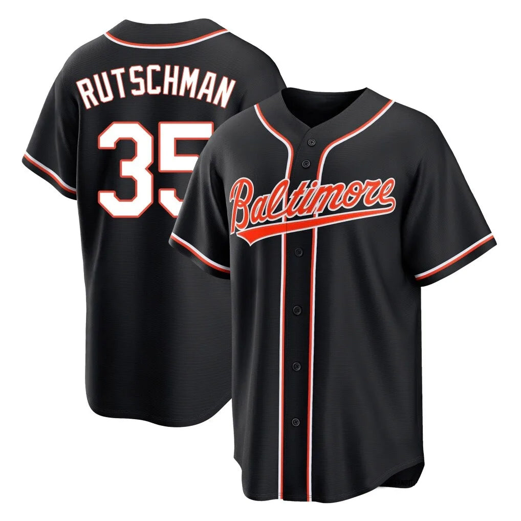 Blandc B.Orioles #35 Adley Rutschman Black Out Home Game Stitched Jerseys