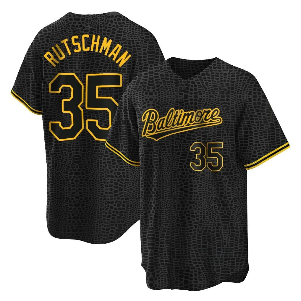 Blandc B.Orioles #35 Adley Rutschman Black Snake Skin City Home Game Stitched Jerseys