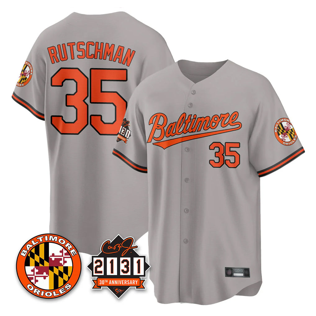Blandc B.Orioles #35 Adley Rutschman Gray 30th Anniversary of 2131 Home Game Stitched Jerseys