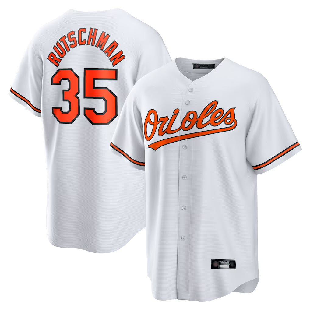 Blandc B.Orioles #35 Adley Rutschman White Home Game Stitched Jerseys