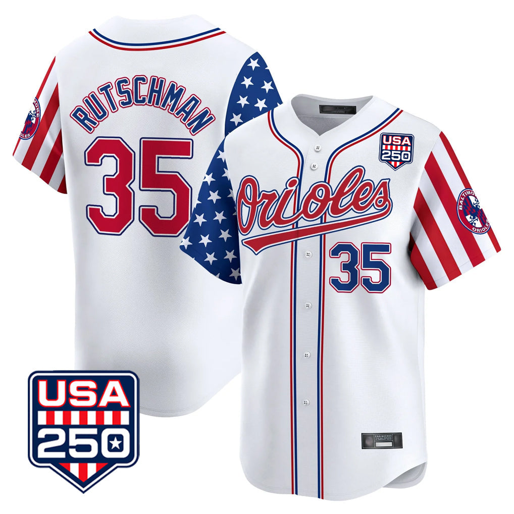 Blandc B.Orioles #35 Adley Rutschman White USA 250 Independence Day Vapor Premier Home Game Stitched Jerseys