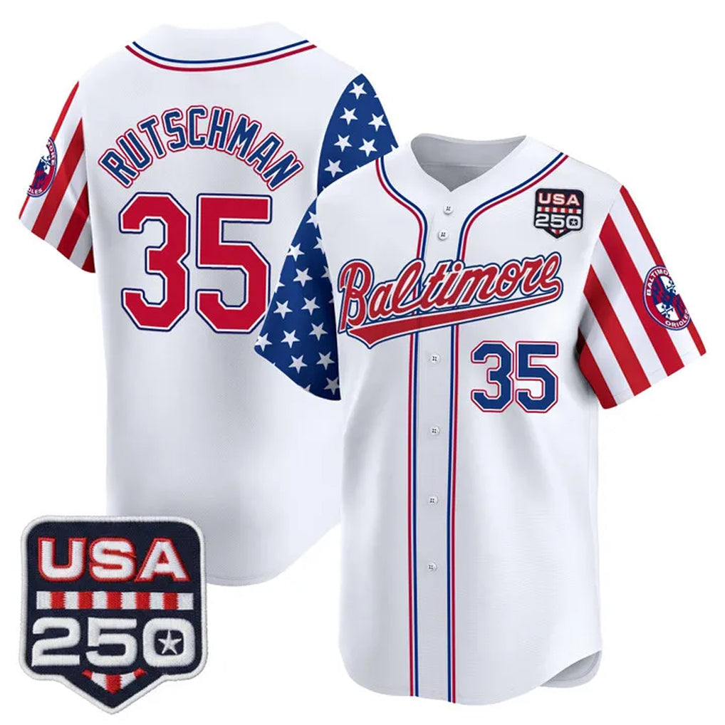 Blandc B.Orioles #35 Adley Rutschman White USA 250 Independence Day Vapor Premier Limited Home Game Stitched Jerseys