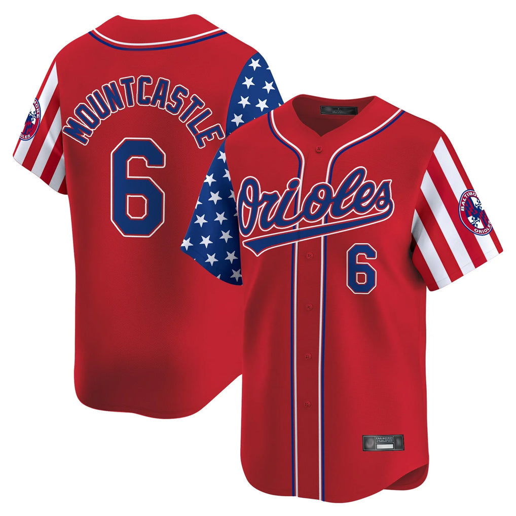 Blandc B.Orioles #6 Ryan Mountcastle Player Red Independence Day Vapor Premier Limited Home Game Stitched Jerseys