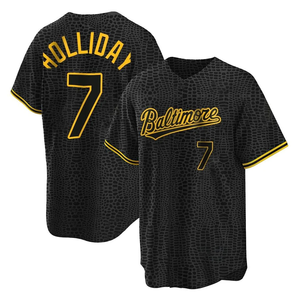 Blandc B.Orioles #7 Jackson Holliday Player Black Snake Skin City Home Game Stitched Jerseys