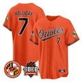 Blandc B.Orioles #7 Jackson Holliday Player Orange 30th Anniversary of 2131 Home Game Stitched Jerseys