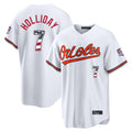 Blandc B.Orioles #7 Jackson Holliday Player White USA 250 Fourth of July Home Game Stitched Jerseys