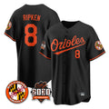 Blandc B.Orioles #8 Cal Ripken Player Black 30th Anniversary of 2131 Home Game Stitched Jerseys