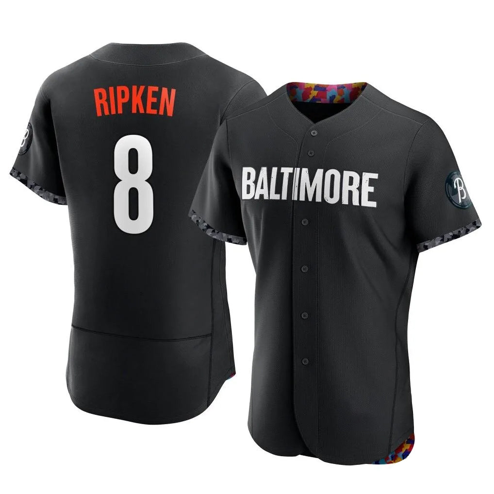 Blandc B.Orioles #8 Cal Ripken Player Black City Connect Limited Elite Home Game Stitched Jerseys