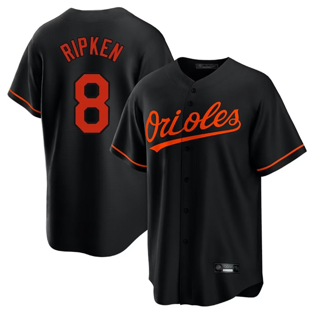 Blandc B.Orioles #8 Cal Ripken Player Black Home Game Stitched Jerseys