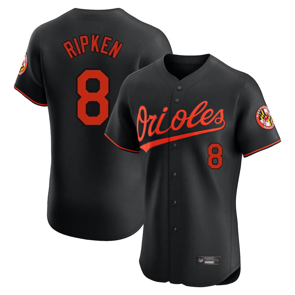 Blandc B.Orioles #8 Cal Ripken Player Black Limited Elite Home Game Stitched Jerseys