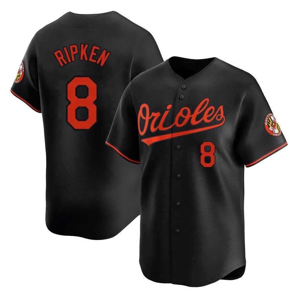 Blandc B.Orioles #8 Cal Ripken Player Black Limited Home Game Stitched Jerseys