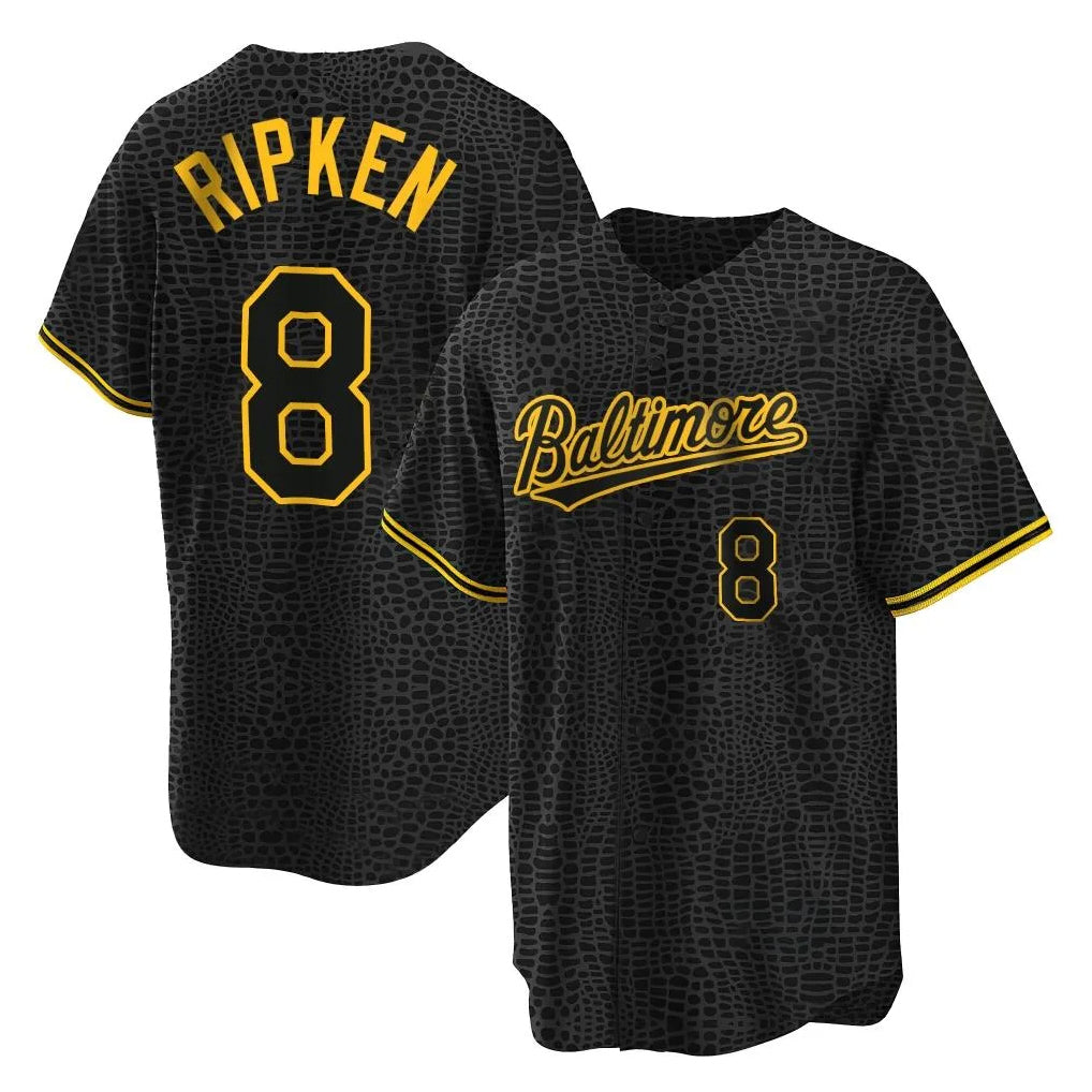 Blandc B.Orioles #8 Cal Ripken Player Black Snake Skin City Home Game Stitched Jerseys