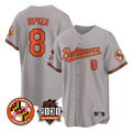 Blandc B.Orioles #8 Cal Ripken Player Gray 30th Anniversary of 2131 Home Game Stitched Jerseys