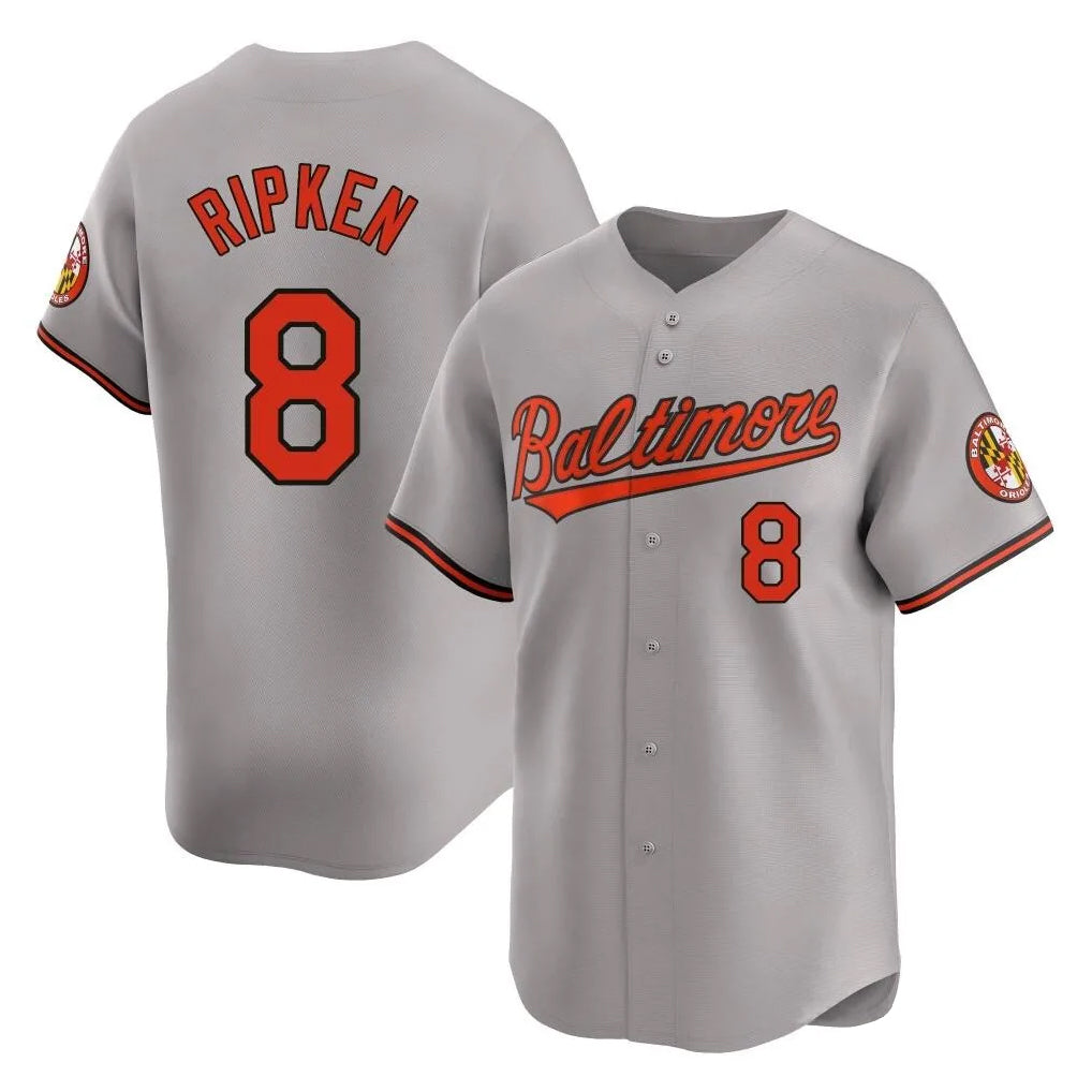 Blandc B.Orioles #8 Cal Ripken Player Gray Limited Home Game Stitched Jerseys
