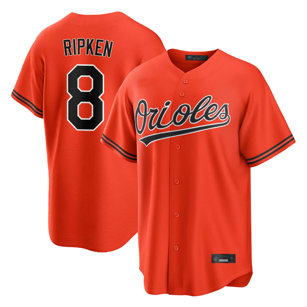 Blandc B.Orioles #8 Cal Ripken Player Orange Home Game Stitched Jerseys