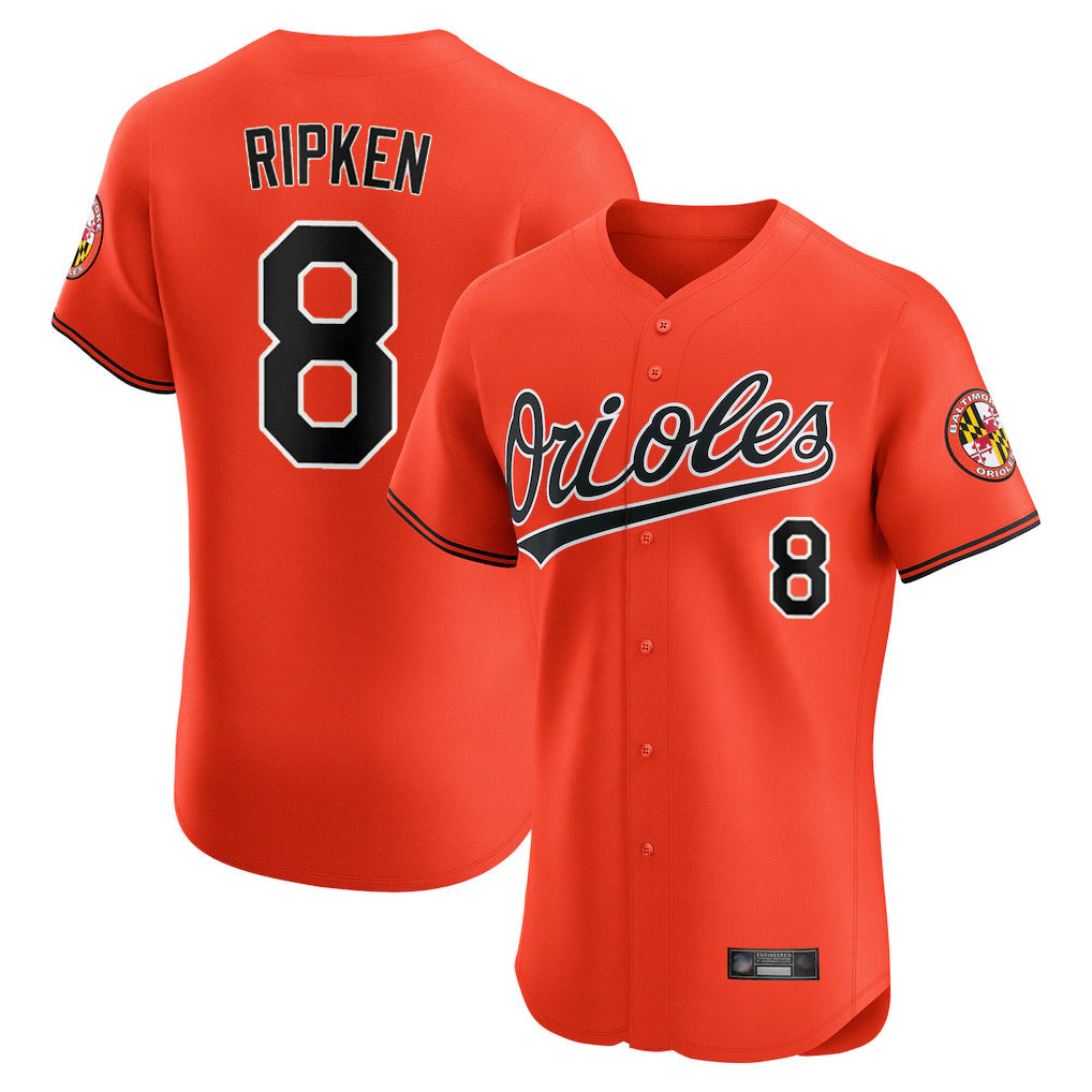 Blandc B.Orioles #8 Cal Ripken Player Orange Limited Elite Home Game Stitched Jerseys