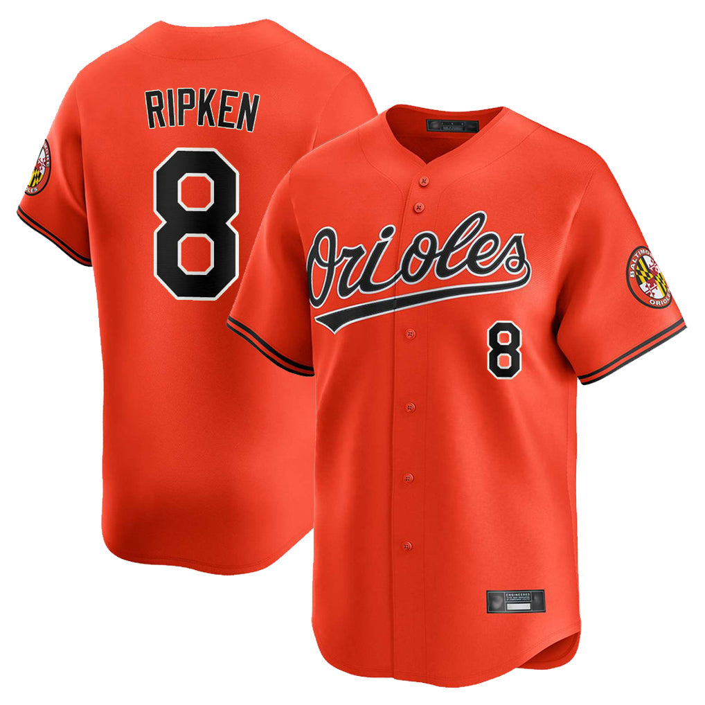 Blandc B.Orioles #8 Cal Ripken Player Orange Limited Home Game Stitched Jerseys