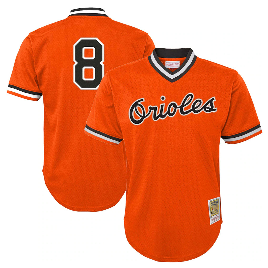 Blandc B.Orioles #8 Cal Ripken Player Orange Mitchell & Ness Cooperstown Collection Mesh T-shirt Game Stitched Jerseys