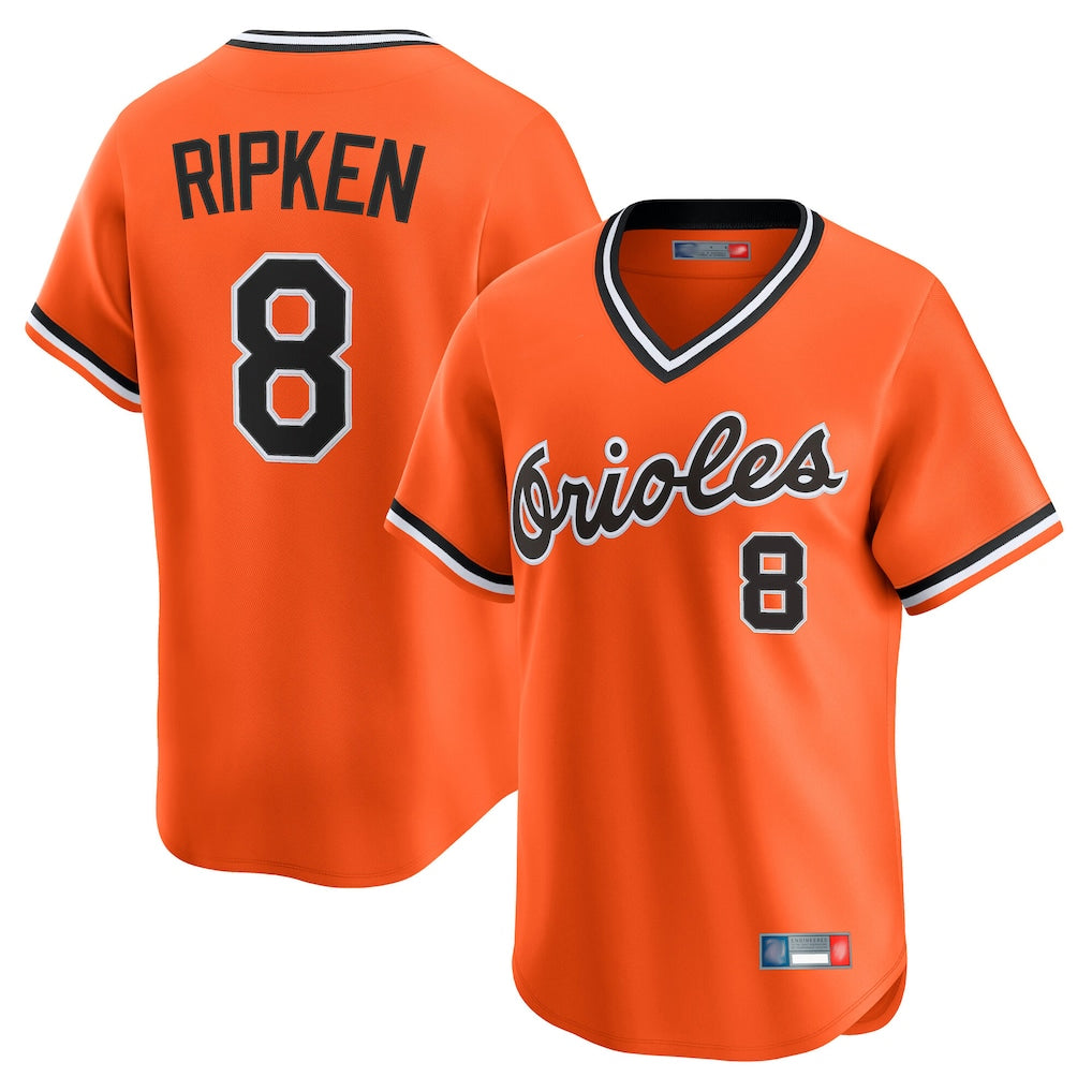 Blandc B.Orioles #8 Cal Ripken Player Orange T-shirt Limited Home Game Stitched Jerseys