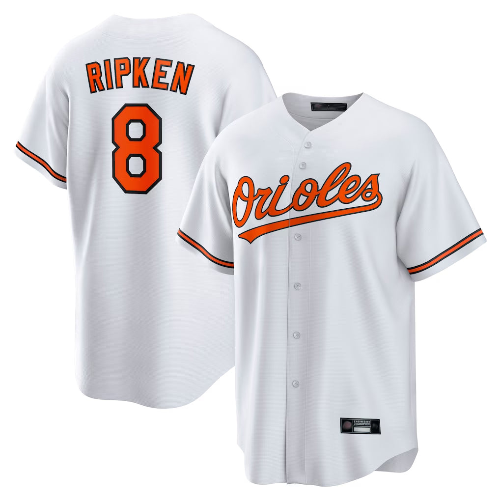 Blandc B.Orioles #8 Cal Ripken Player White Home Game Stitched Jerseys