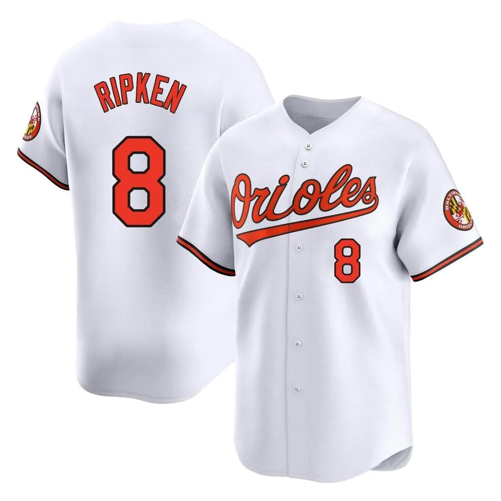 Blandc B.Orioles #8 Cal Ripken Player White Limited Home Game Stitched Jerseys