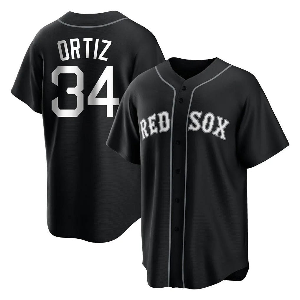 Blandc B.Red Sox #34 David Ortiz Player Black Home Game Stitched Jerseys