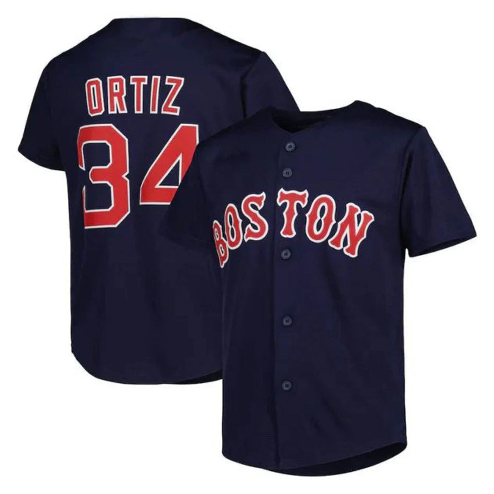 Blandc B.Red Sox #34 David Ortiz Player Navy Mitchell & Ness Cooperstown Collection Mesh Home Stitched Jerseys