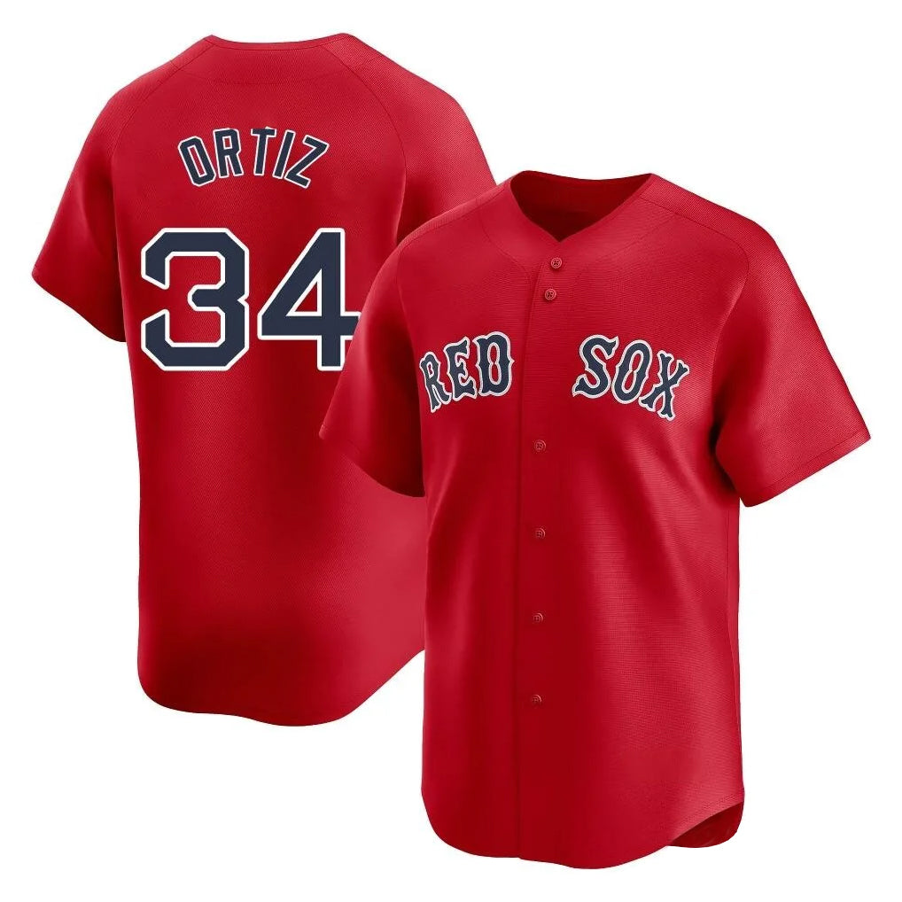 Blandc B.Red Sox #34 David Ortiz Player Red Limited Home Game Stitched Jerseys