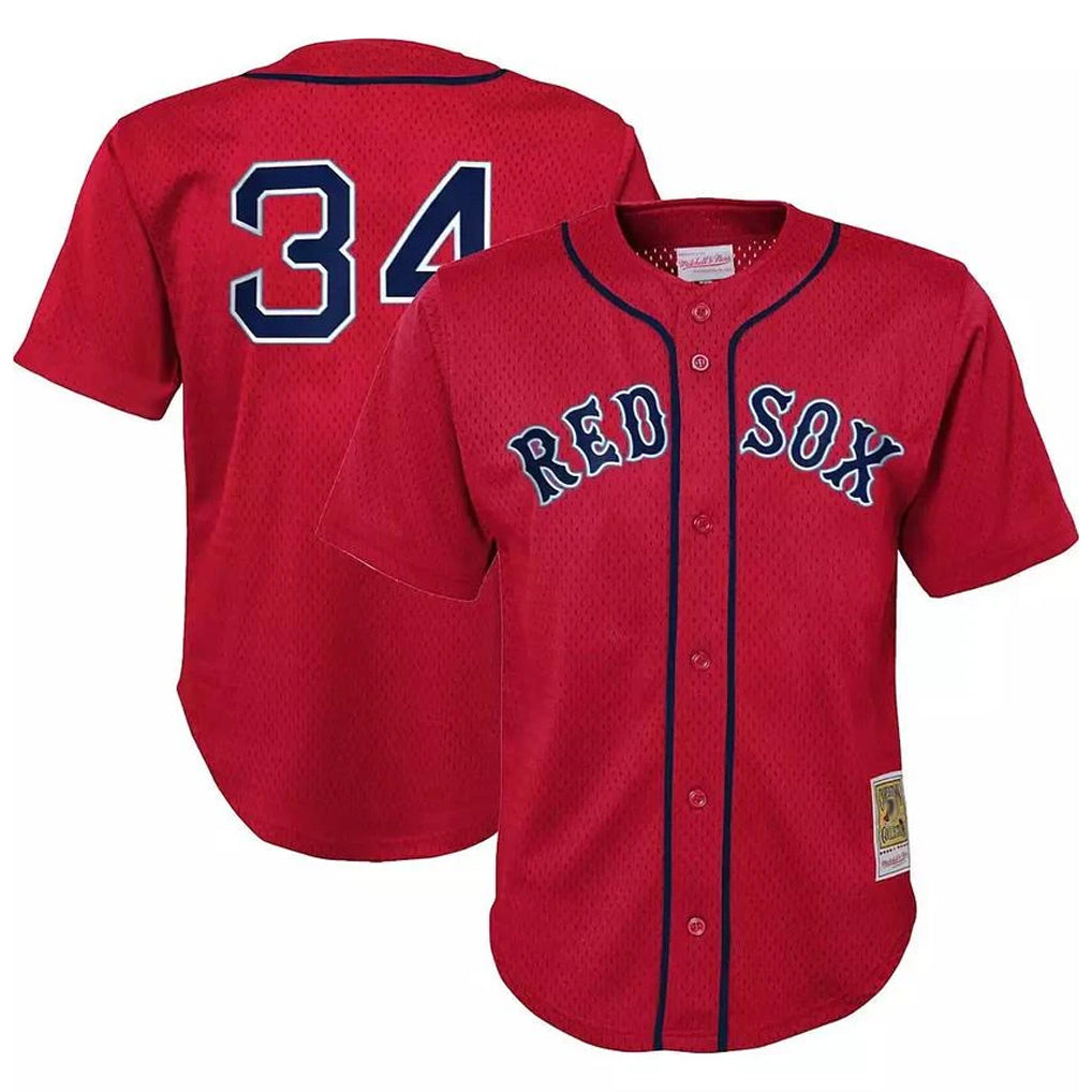 Blandc B.Red Sox #34 David Ortiz Player Red Mitchell & Ness Cooperstown Collection Mesh Home Stitched Jerseys