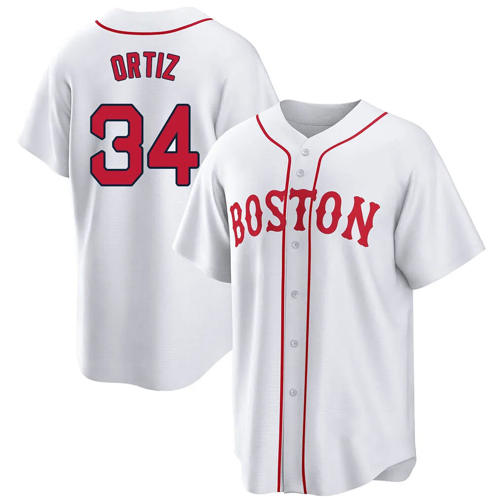 Blandc B.Red Sox #34 David Ortiz Player White Game Home Stitched Jerseys