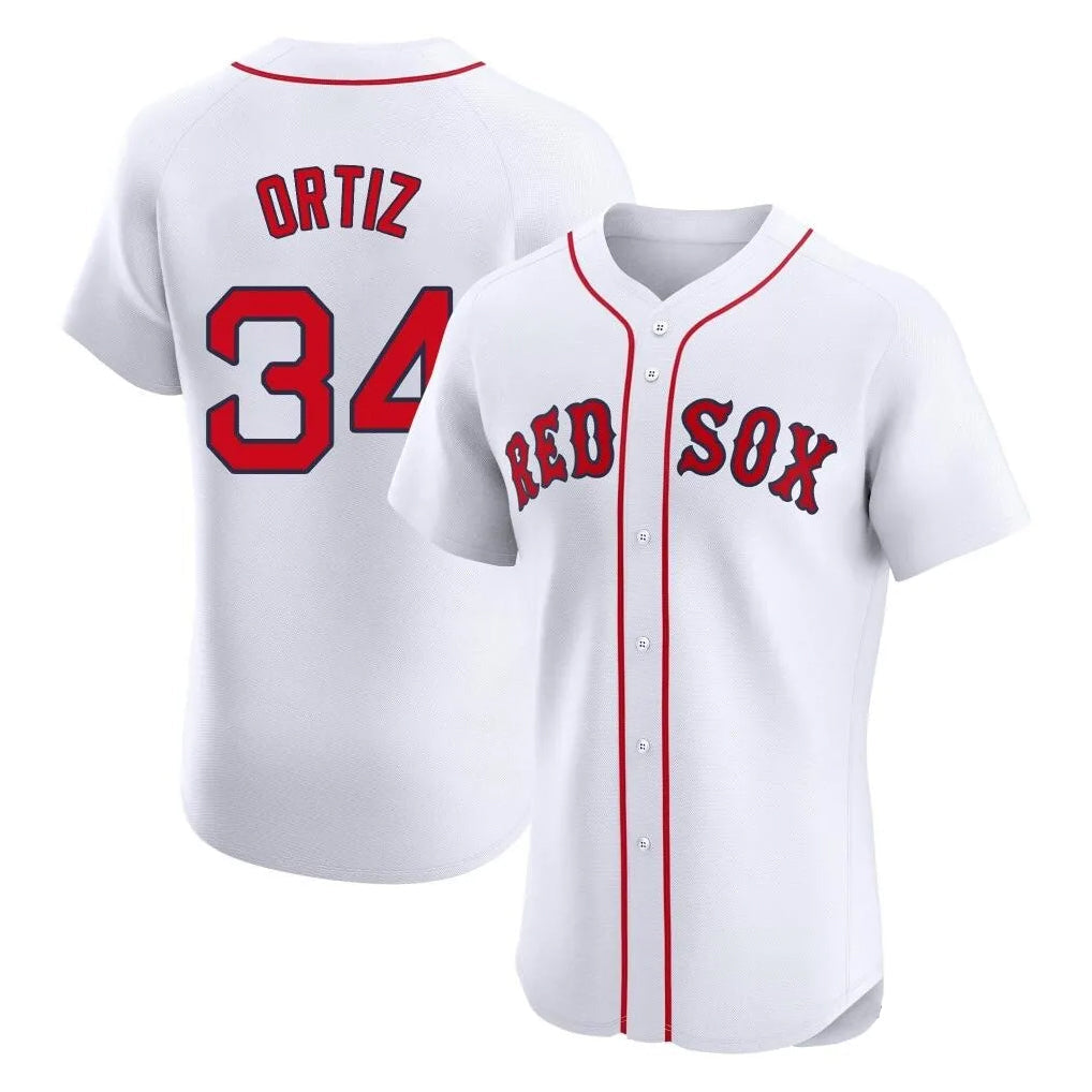 Blandc B.Red Sox #34 David Ortiz Player White Limited Elite Home Game Stitched Jerseys