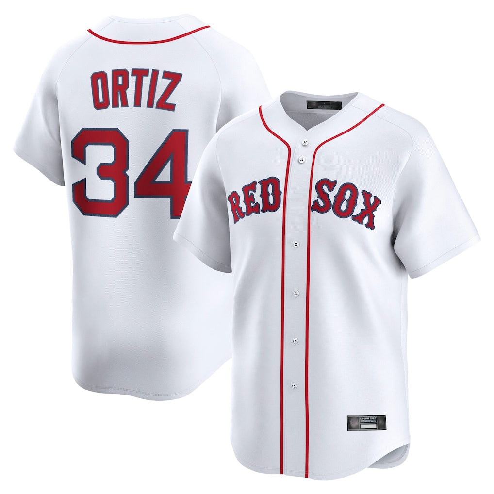 Blandc B.Red Sox #34 David Ortiz Player White Limited Home Game Stitched Jerseys
