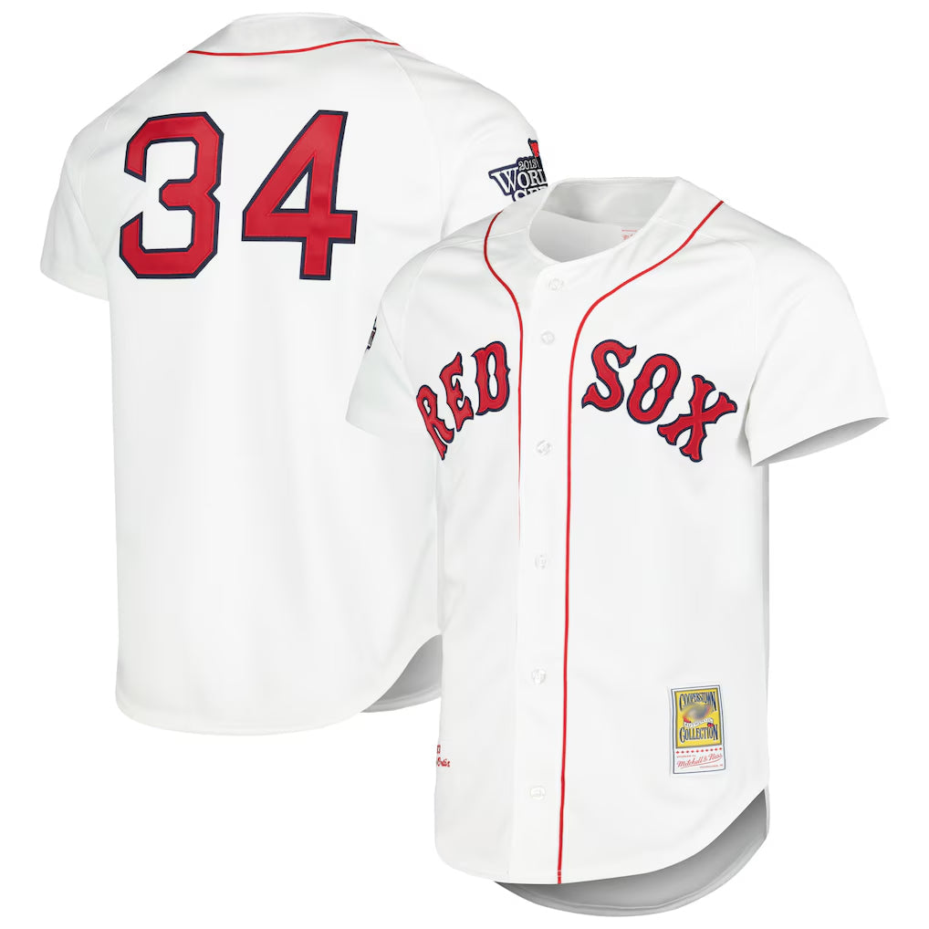 Blandc B.Red Sox #34 David Ortiz Player White Mitchell & Ness Cooperstown Collection Mesh Home Stitched Jerseys