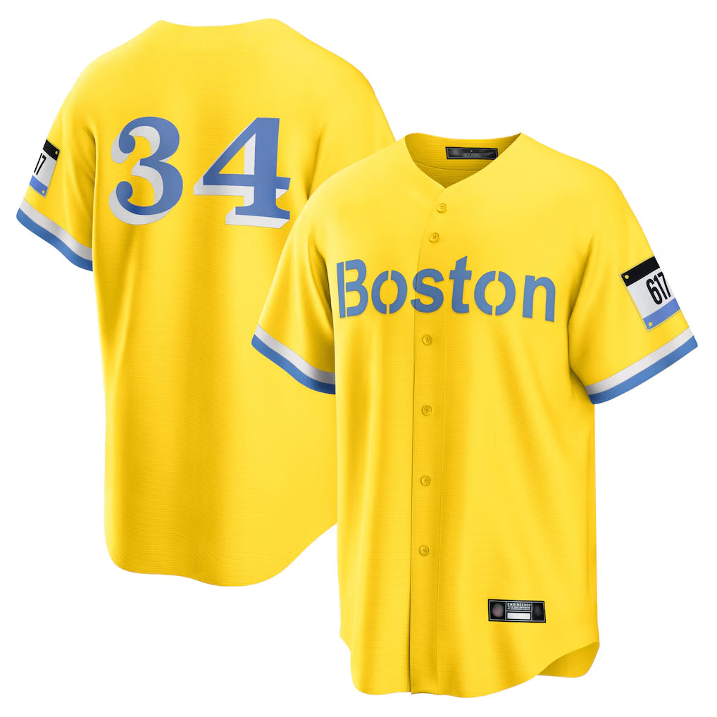 Blandc B.Red Sox #34 David Ortiz Player Yellow Home Game Stitched Jerseys