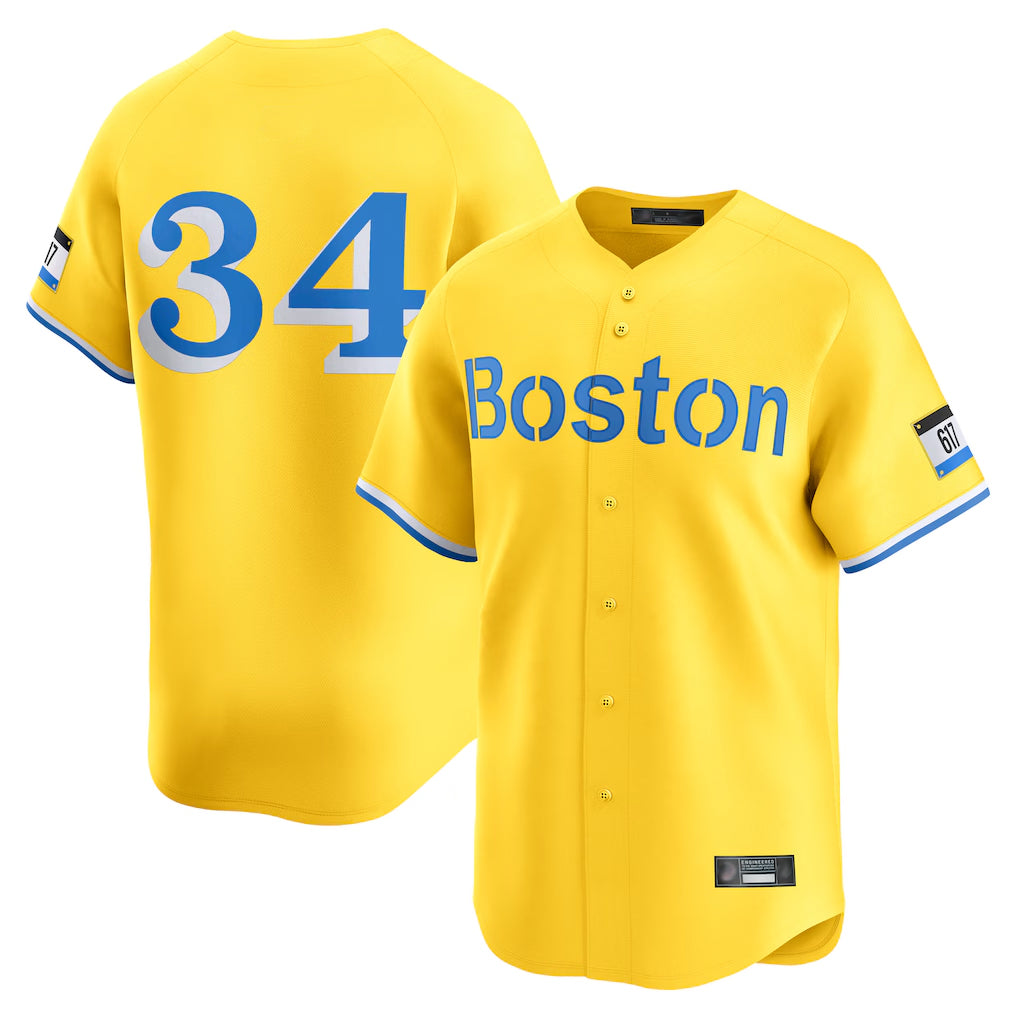 Blandc B.Red Sox #34 David Ortiz Player Yellow Limited Home Game Stitched Jerseys