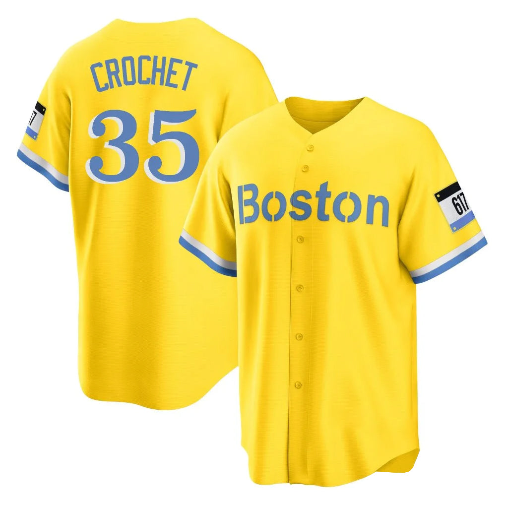 Blandc B.Red Sox #35 Garrett Crochet Player Yellow Home Game Stitched Jerseys