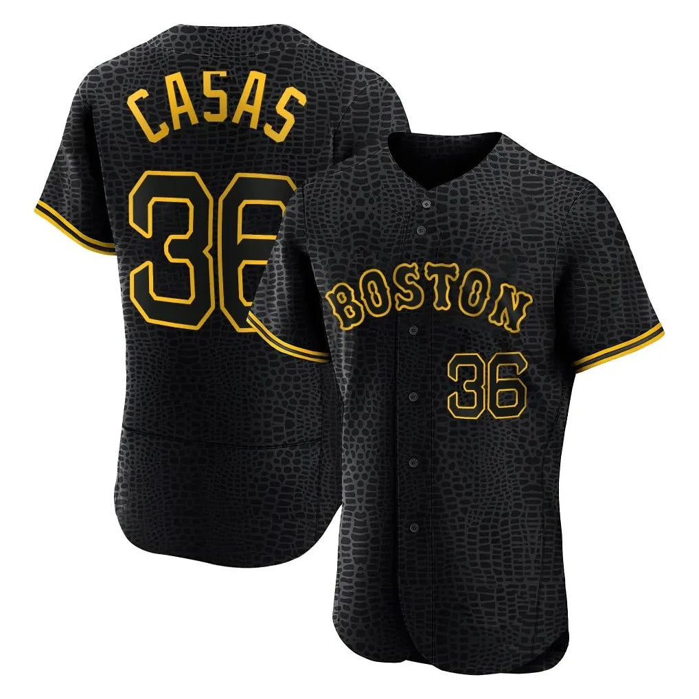 Blandc B.Red Sox #36 Triston Casas Player Black Snake Skin City Limited Elite Home Stitched Jerseys