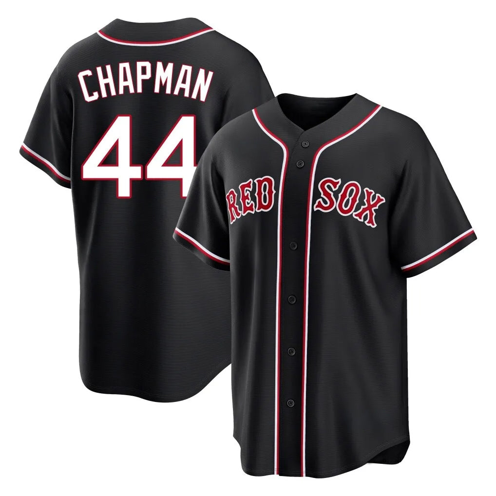 Blandc B.Red Sox #44 Aroldis Chapman Player Black Out Home Game Stitched Jerseys