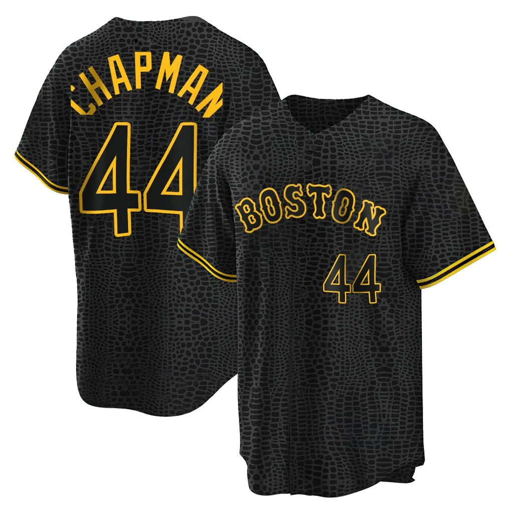 Blandc B.Red Sox #44 Aroldis Chapman Player Black Snake Skin City Home Game Stitched Jerseys