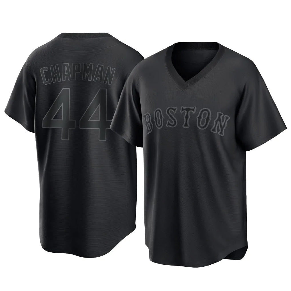 Blandc B.Red Sox #44 Aroldis Chapman Player Black T-shirt Home Game Stitched Jerseys