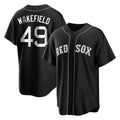 Blandc B.Red Sox #49 Tim Wakefield Player Black Home Game Stitched Jerseys
