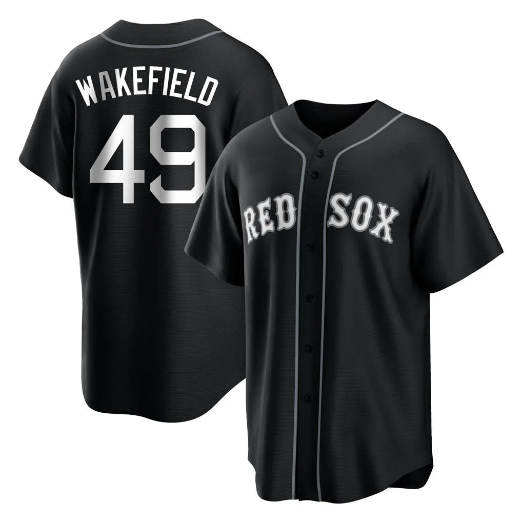 Blandc B.Red Sox #49 Tim Wakefield Player Black Home Game Stitched Jerseys