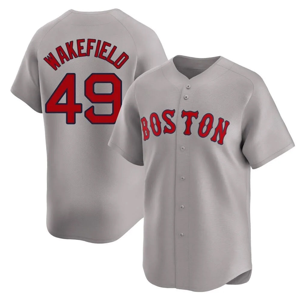 Blandc B.Red Sox #49 Tim Wakefield Player Gray Road Limited Home Game Stitched Jerseys